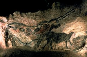 Klippemaleri af et horndyr, ca. 17000 f.Kr. (hulemaleri) af Prehistoric